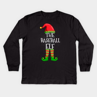 Baseball Elf Family Matching Christmas Group Funny Gift Kids Long Sleeve T-Shirt